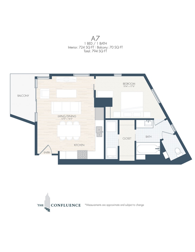 Floor Plan - A7 | Tower 1 Bedroom