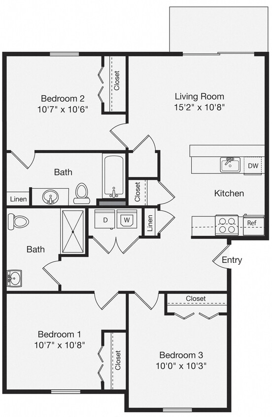 Floor Plan - 3 Bedroom Apartment Home HC