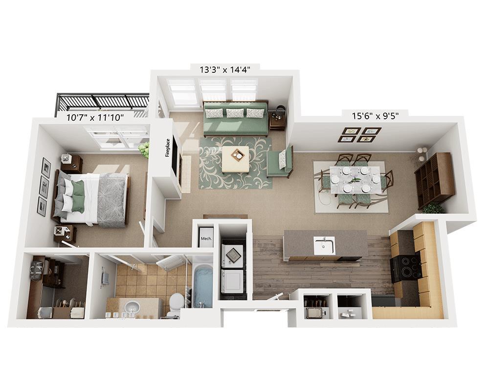 Floor Plan - One Bedroom A1H