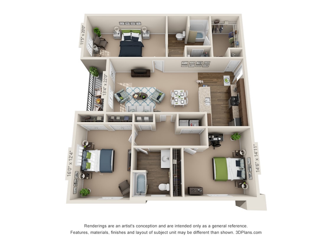 42 Price Floor Plan 3br.jpg - C1 Mill on Price - Three Bedroom, Two Bathroom