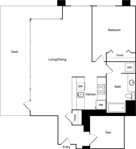 Floor Plan - 1 Bed 409 - SE