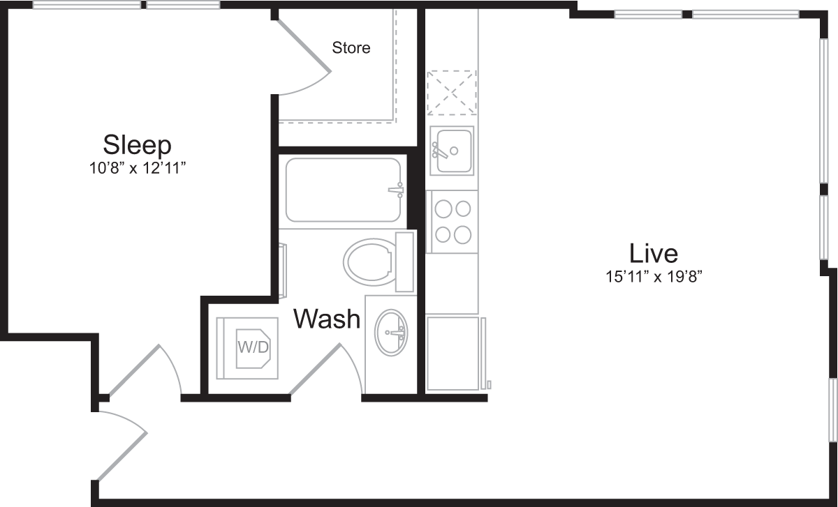 Floor Plan - 1 Bedroom E