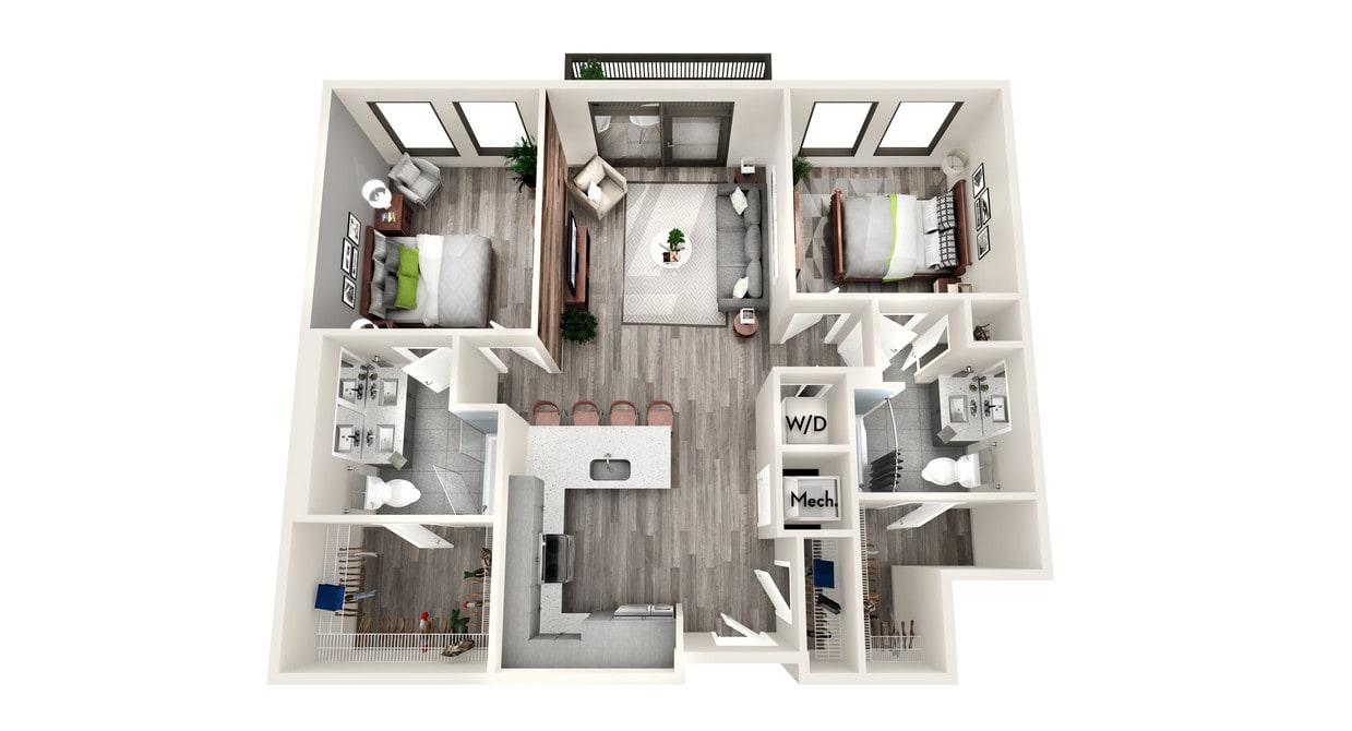 Floor Plan - AZC3 2 BEDROOM AND 2 BATH