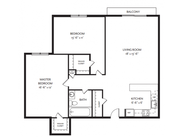 Floor Plan - 2 Bedroom 1 Bathroom A