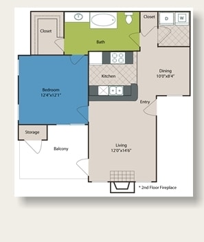 A3 - 1 bedroom 1 bathroom 726 sq ft