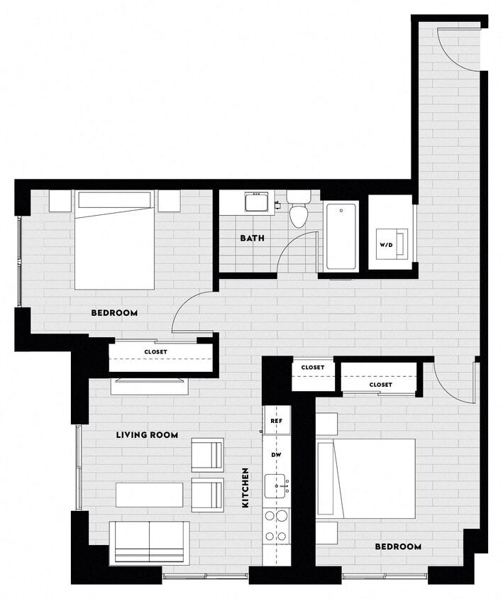 Floor Plan - 2 Bed/1 Bath B1