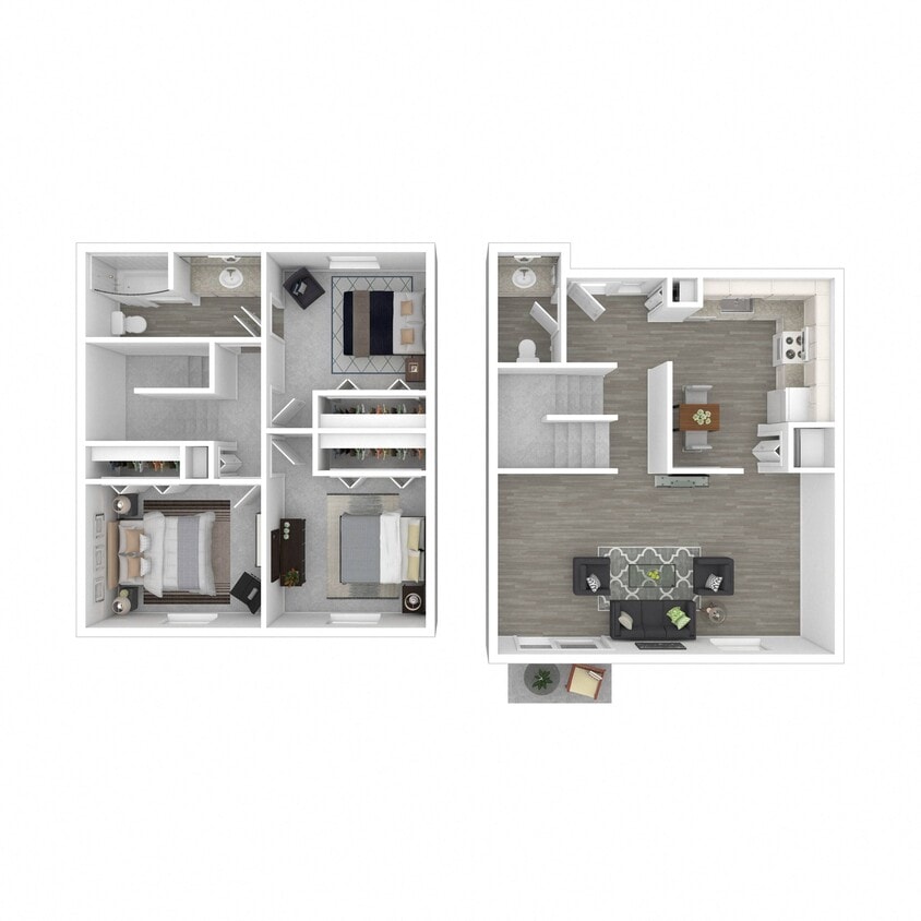 Floor Plan - 3 Bedroom 1.5 Bath Townhome