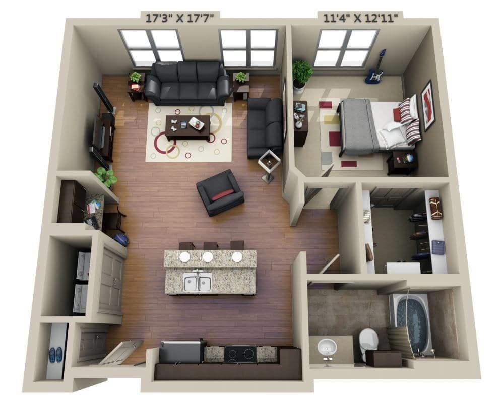 Floor Plan - One Bedroom A1C