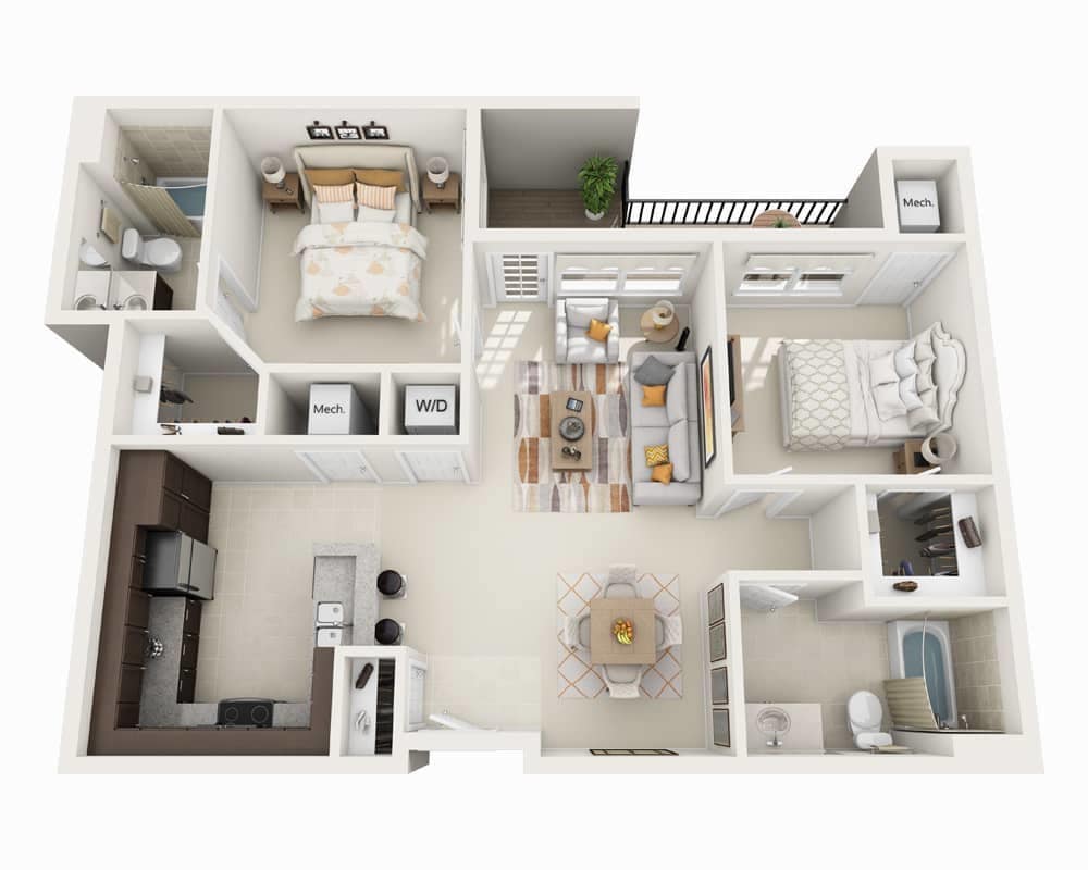 Floor Plan - Two Bedroom B2A