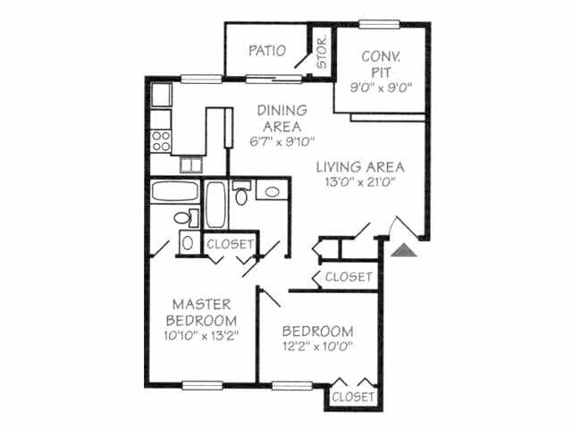 The Cottage - 2 Bedroom 2 Bathroom 905 Sq. Ft.