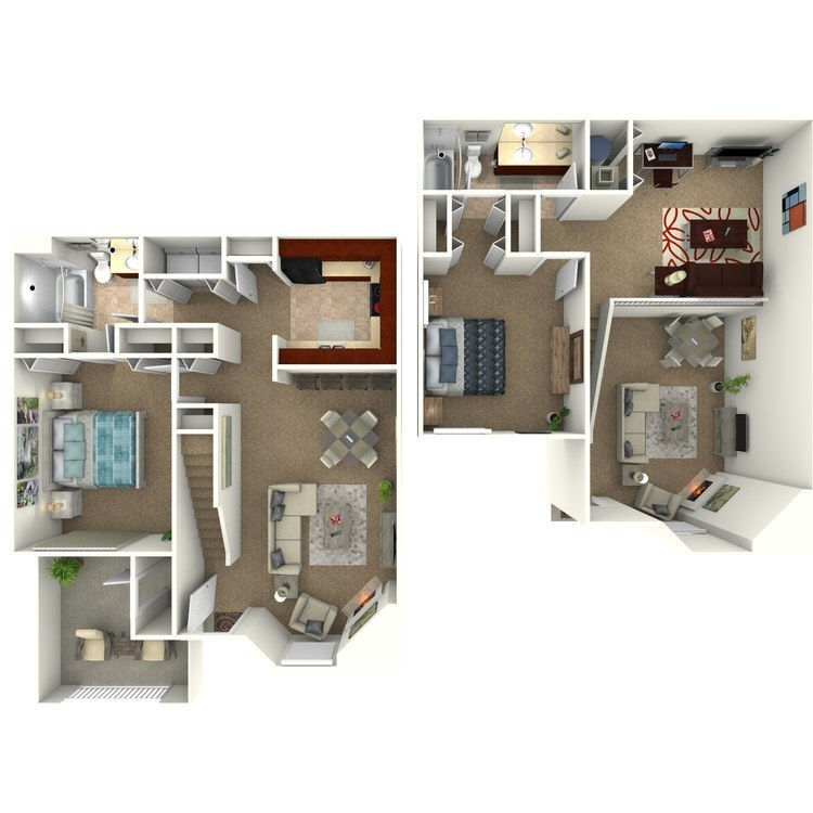 Floor Plan - The Keystone - 2 Bedroom 2 Bat
