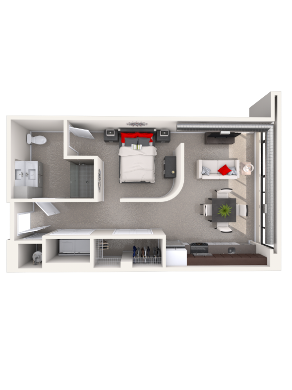 Floor Plan - A5 - 1 Bedroom 1 Bath