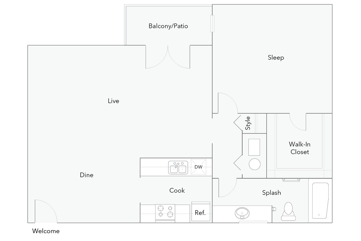 Aiken | 1-Bedroom Floorplan - Aiken