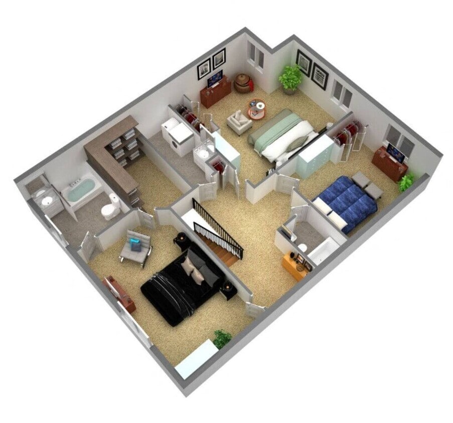 Floor Plan - Melina Court Three Bedroom Townhome with Attach...