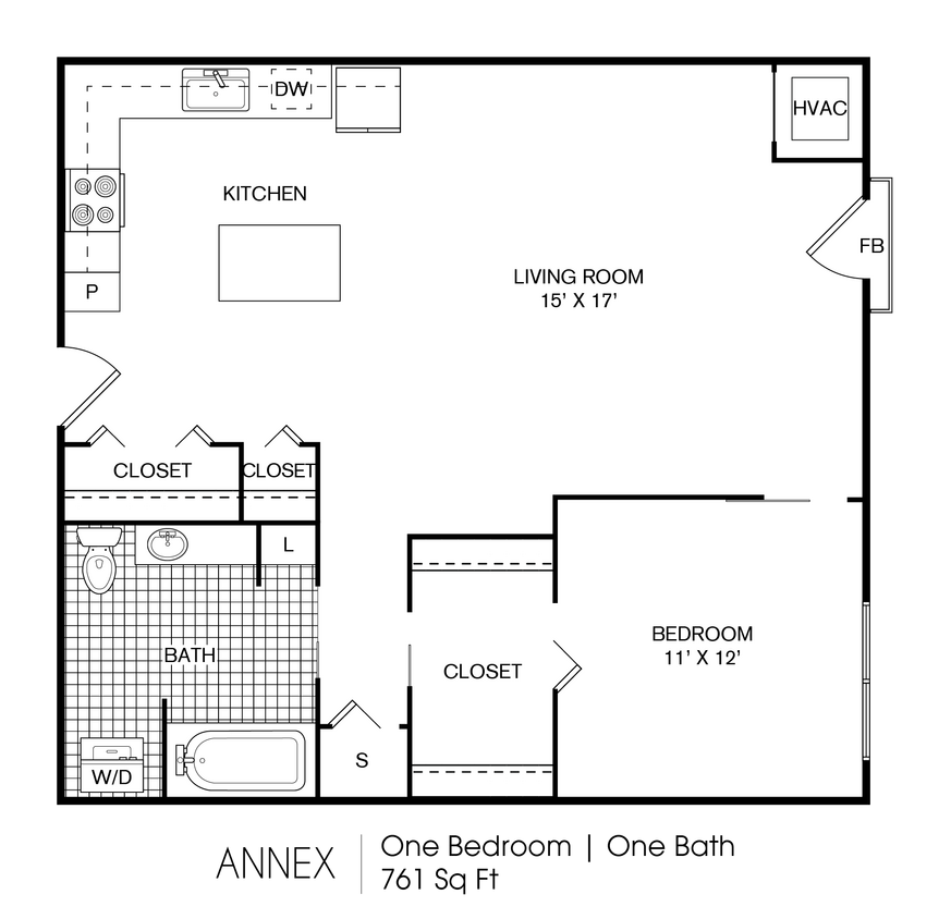 Floor Plan - Annex 1 Bedroom 1 Bath