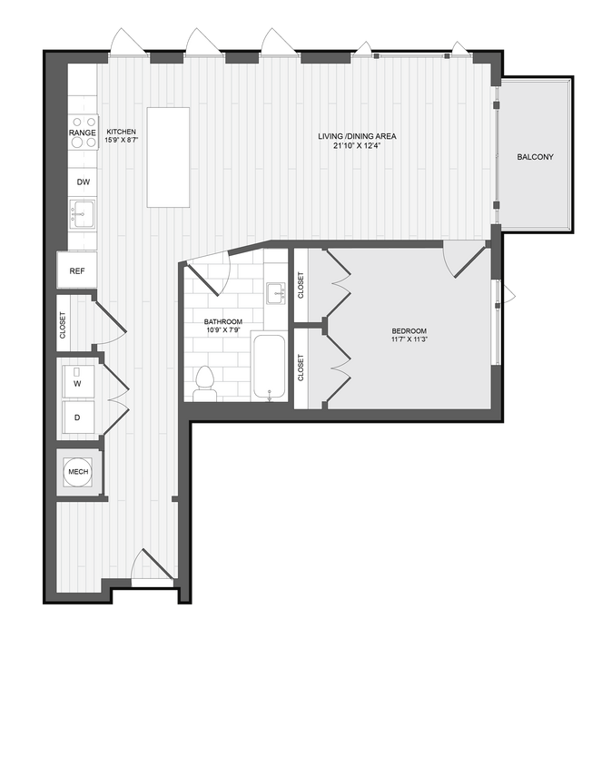 Floor Plan - 1 Bed1 Bath-H 1K