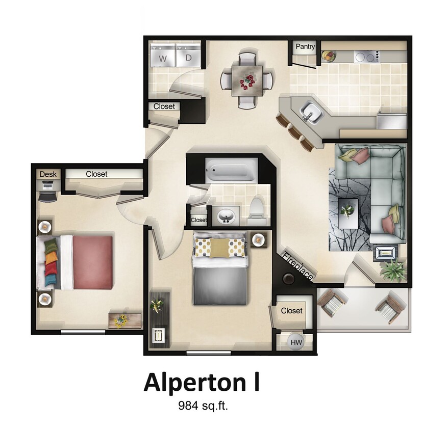 Floor Plan - 2 Bedroom 1 Bath with Sunroom or Patio Alperton...