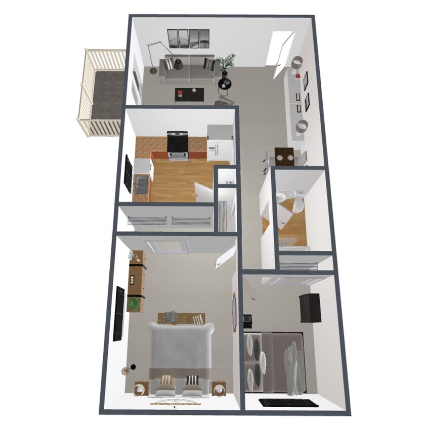 C2 Floor Plan - 2 Bedroom, 1 Bath - C2