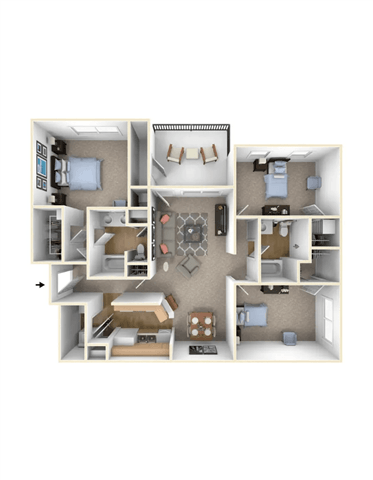Floor Plan - 3 Bed | 2 Bath - C1