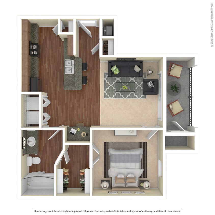 Floor Plan - 1 Bed 1 Bath 757 SqFt (674 Net)