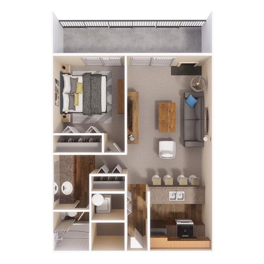 Floor Plan - 1x1 676 sqft
