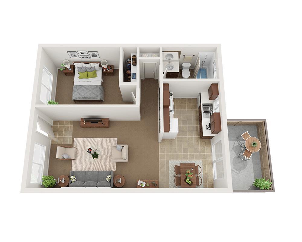 Floor Plan - One Bedroom A1A/A1B