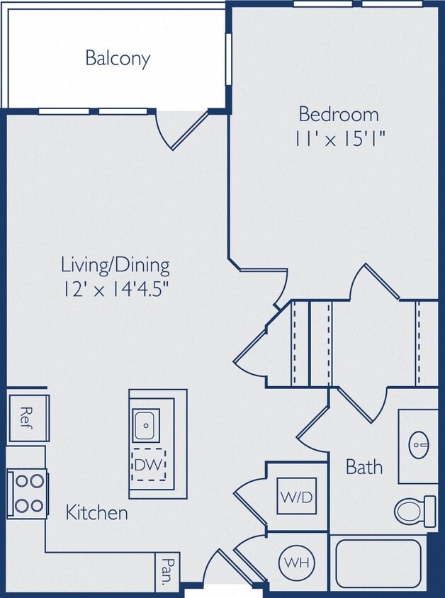 Floor Plan - 1 Bed 1 Bath A1G2