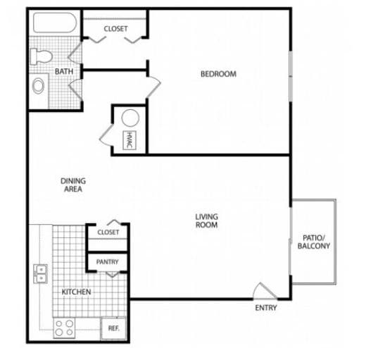 Floor Plan - 1 Bedroom 1 Bathroom