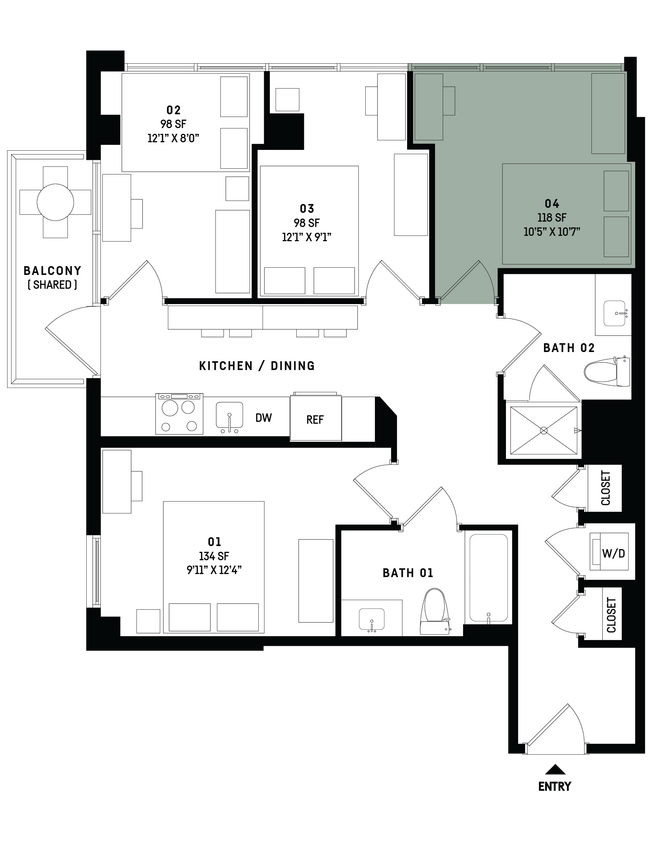Floor Plan - Co-Living D8-Bedroom 4