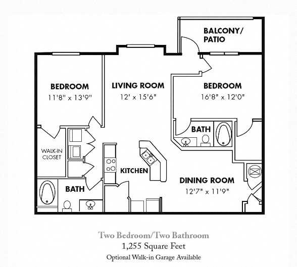 Floor Plan - 2 Bedroom/2 Bath with Garage