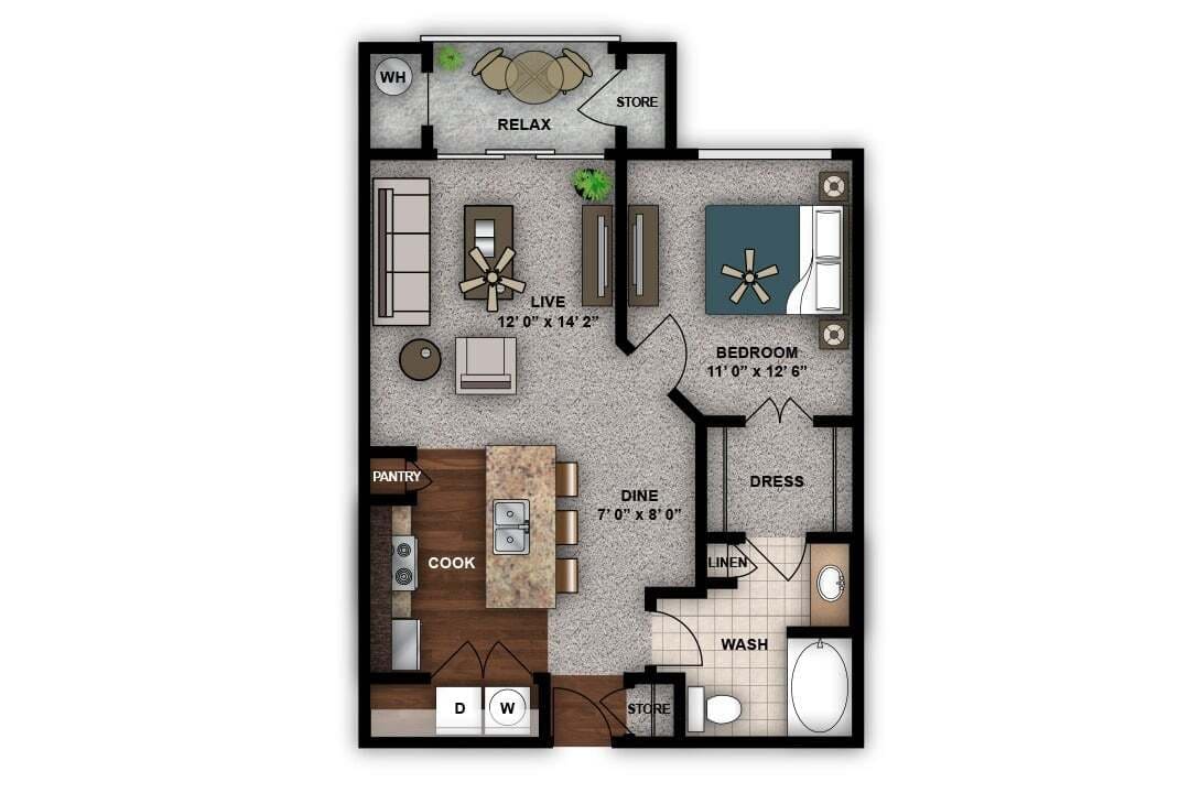 Floor Plan - One Bedroom Renovated A1r
