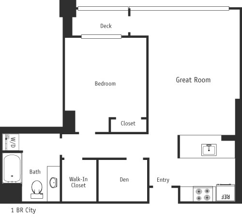 Floor Plan - 1 Bed City 980