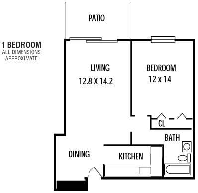 Floor Plan - 1Bedroom  1Bathroom