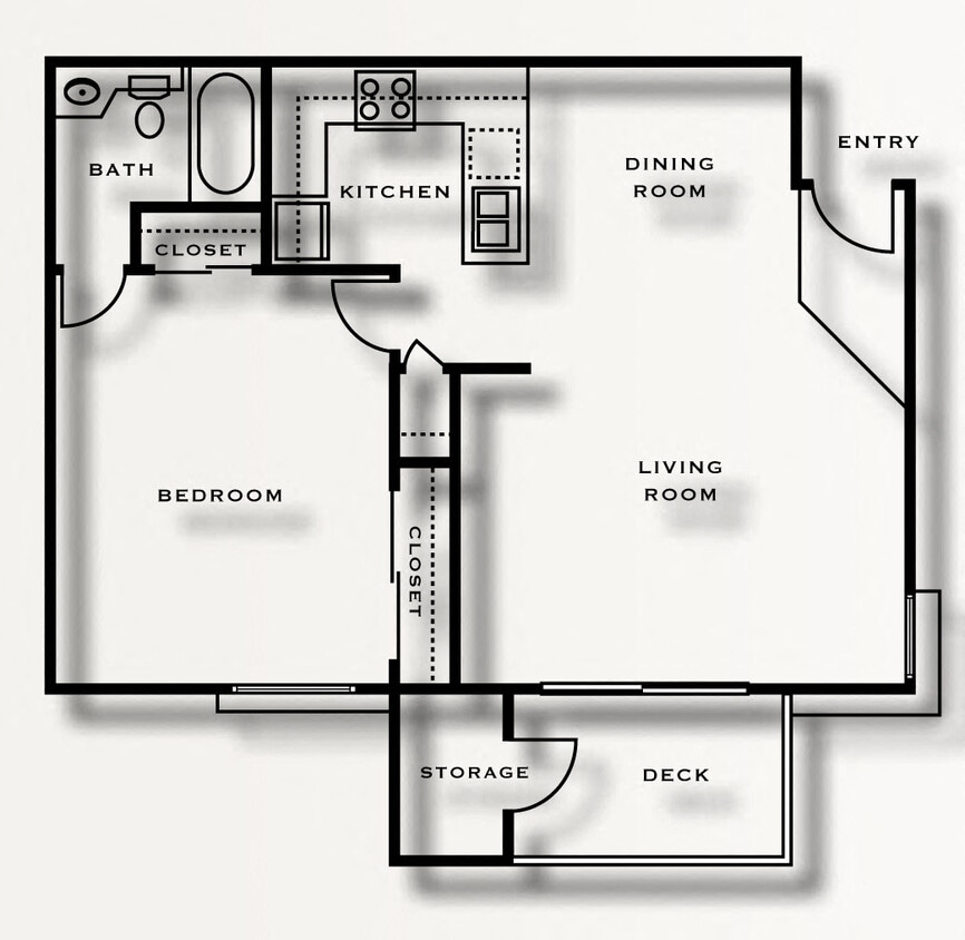 Floor Plan - 1 Bed 1 Bath