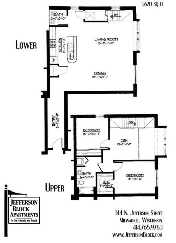 2 Bed + Den / 1.5 Bath - 1,670 SF - 2 Bed / 1.5 Bath + Den - 1,670 SF