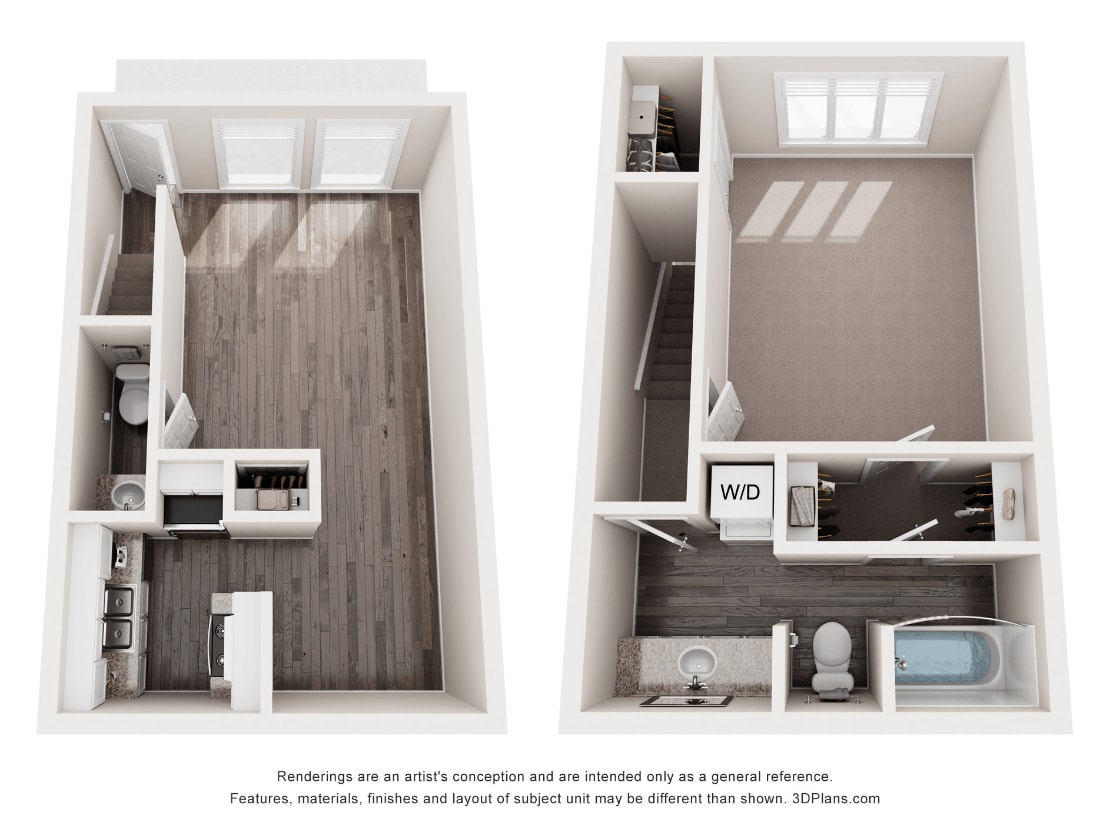 Floor Plan - 1 Bed 1.5 Bath Regency