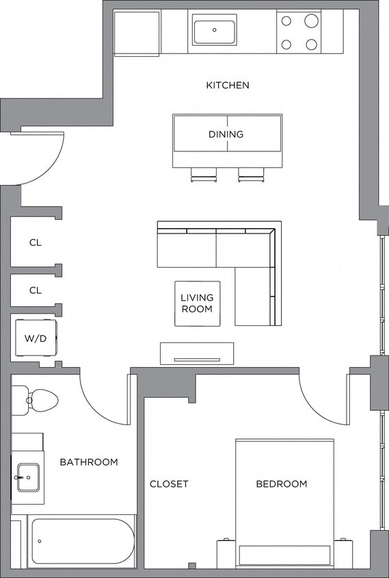 Floor Plan - 1 Bed/1 Bath-675a