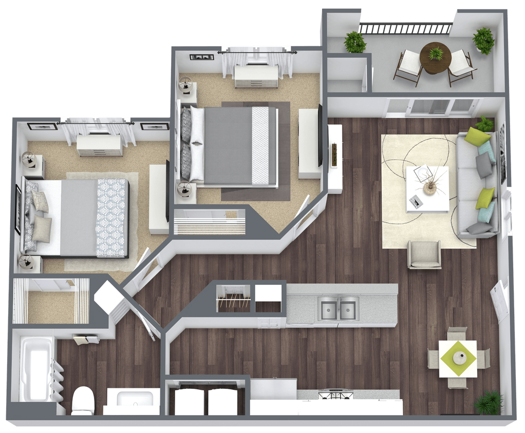 Floor Plan - 2 Bed 1 Bath