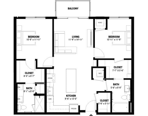 Floor Plan - Two Bedroom 2-A