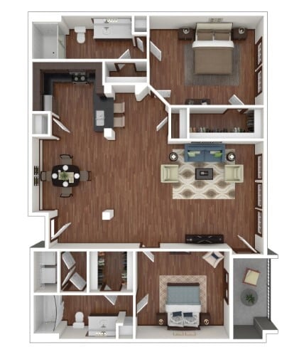 Floor Plan - 2 Bed 2 Bath 1269 SF
