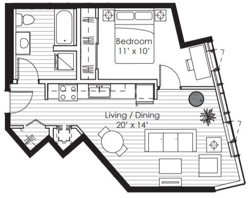 Floor Plan - 1x1 K ARCH