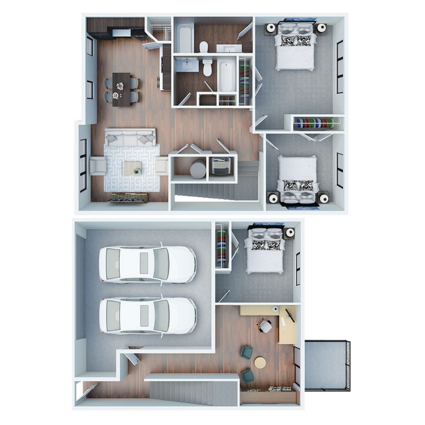 Floor Plan - 3 Bed 2 Bath Townhome