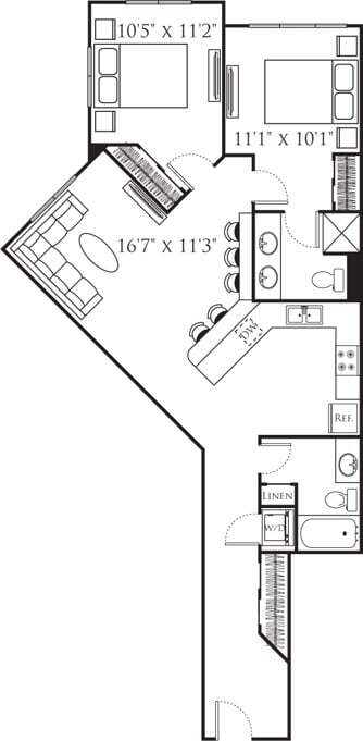 Floor Plan - Two Bedroom K (2A) 