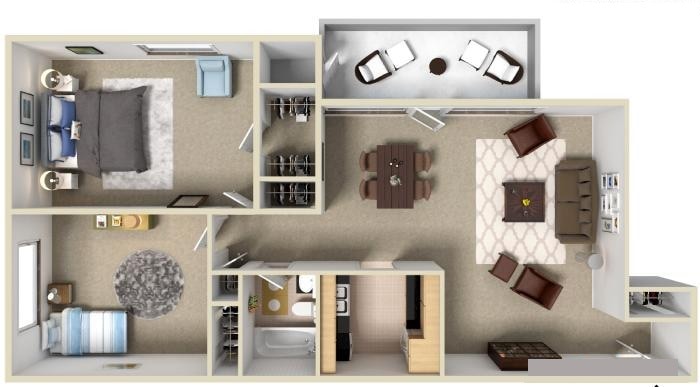 2BR/1BA - 2 BEDROOM 1 BATH