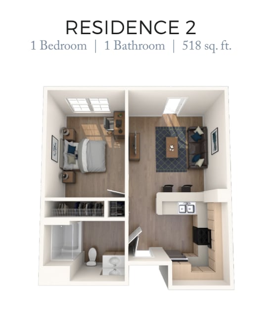 Floor Plan - 1BD, 1BTH C
