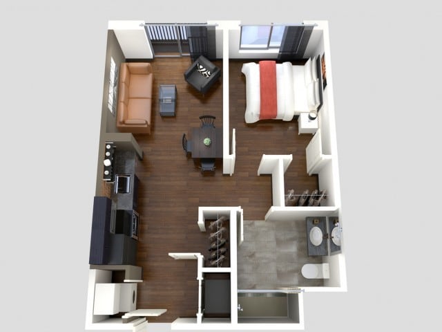 Floor Plan - Furnished One Bedroom Apartments