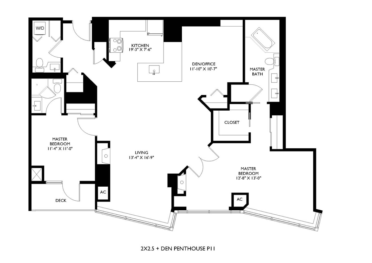 Floor Plan - 2x2.5 Den Penthouse P11