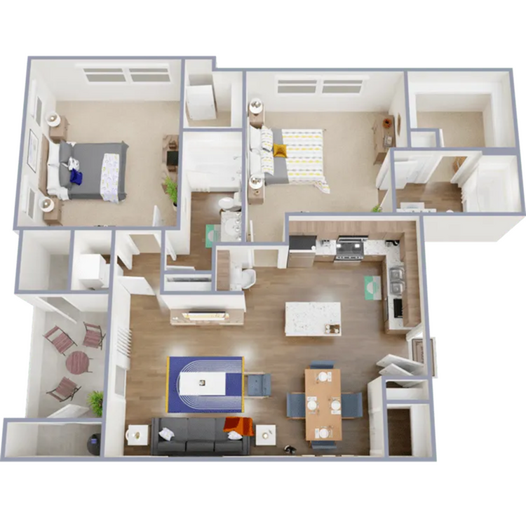 Two bedroom, two bath, 1,104 square foot apartment home - B2