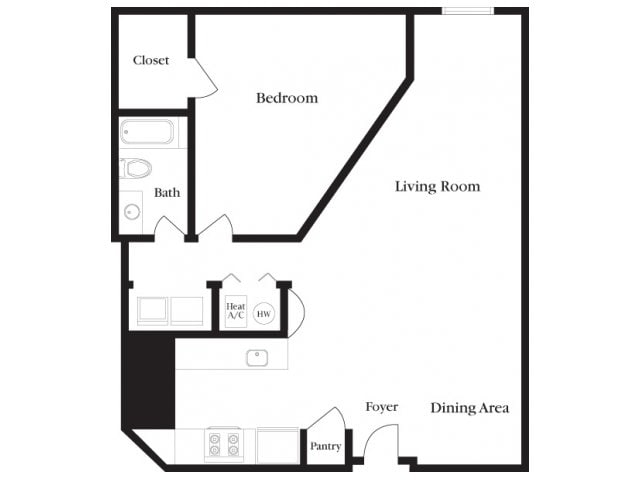 W - C-W One Bedroom, One Bathroom