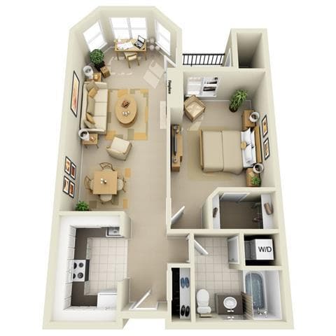 Floor Plan - Mid 1BR 1BA